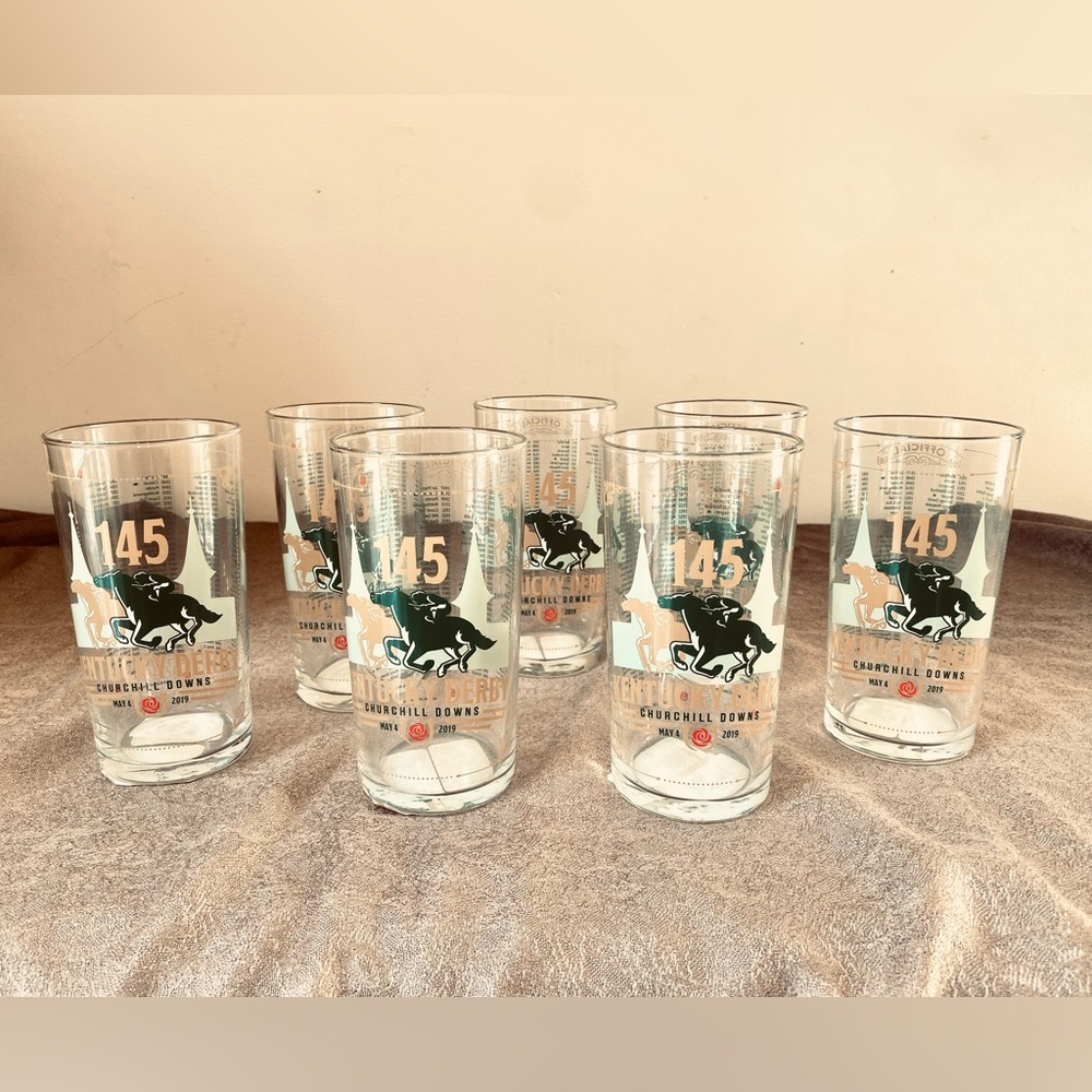NWT Derby Glasses Set of 7 (Seven) Kentucky Derby from 145th Derby in 2019